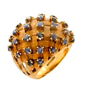 18K Tiffany & Co. Yellow Gold Basketweave & Sapphi